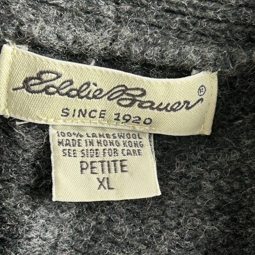 Vintage Eddie Bauer Women Lambswool Floral Embroidered Cardigan Sweater PXL Gray - Picture 3 of 9